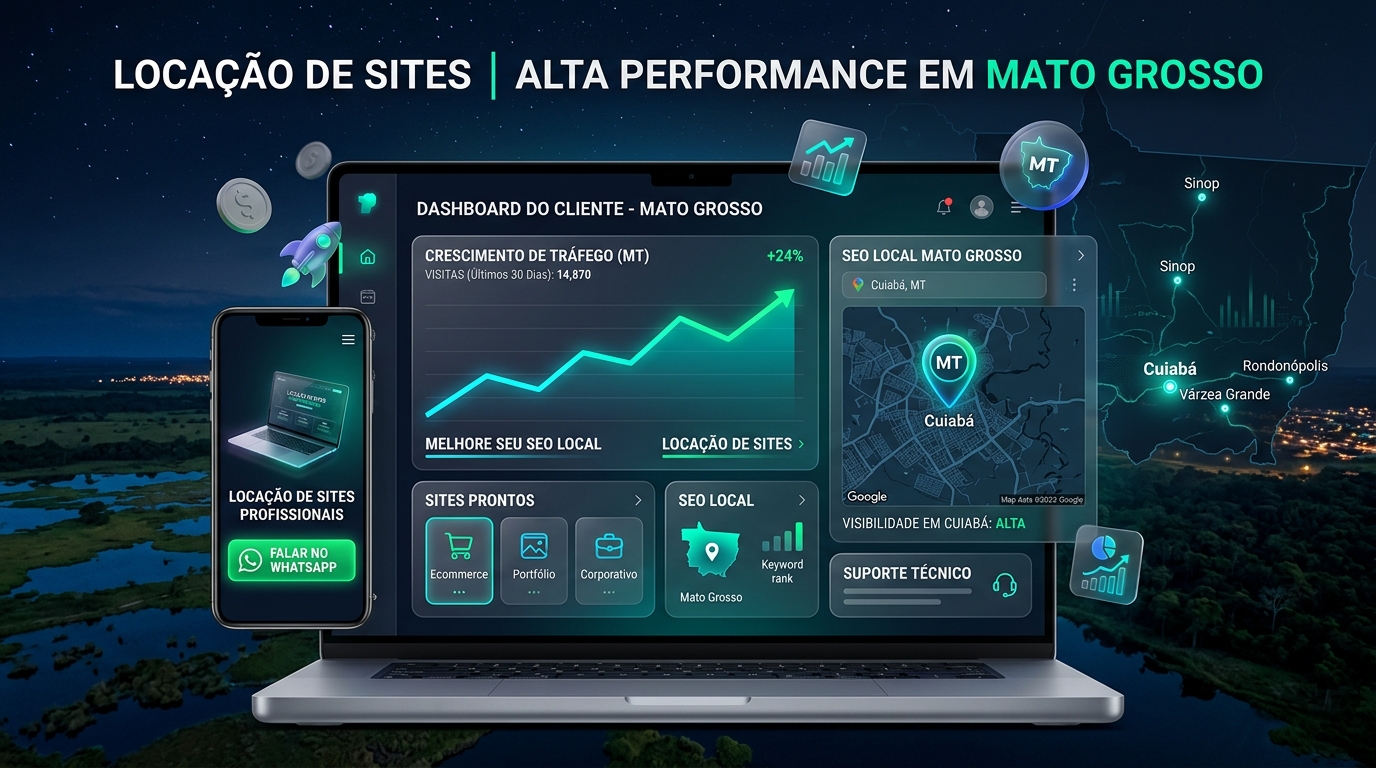 Locação de Sites no Mato Grosso - Estrutura Digital Pronta com SEO Local e WhatsApp